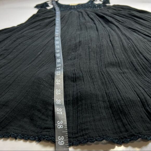 Anthropologie Cotton Bohemian Style LOVE SAM Black Dress Beaded Crochet on top - Picture 9 of 14